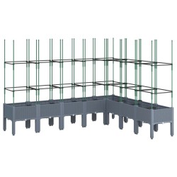 vidaXL Jardinera con enrejado PP gris 200x160x142,5 cm