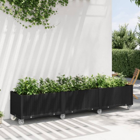 vidaXL Jardinera con ruedas PP negro 240x50x54 cm