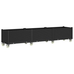 vidaXL Jardinera con ruedas PP negro 240x50x54 cm