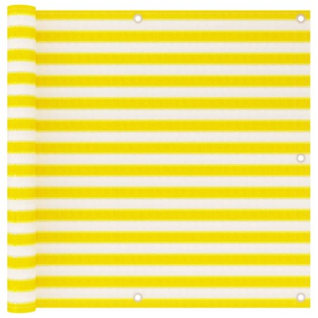 vidaXL Toldo para balcón HDPE amarillo y blanco 90x500 cm 