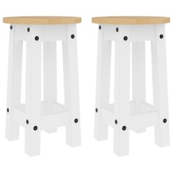 vidaXL Taburetes altos de cocina 2 uds madera maciza de pino blanco