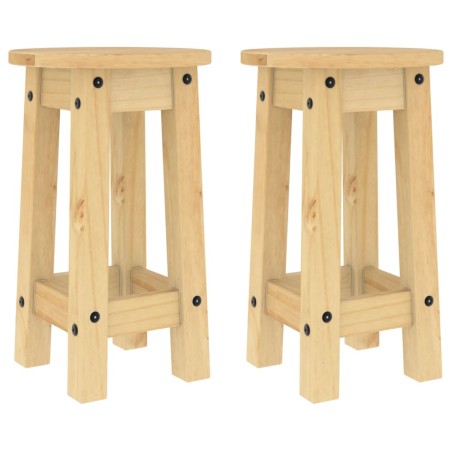 vidaXL Taburetes altos de cocina 2 uds madera maciza de pino