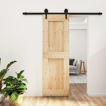 vidaXL Puerta corredera con herrajes madera maciza de pino 70x210 cm