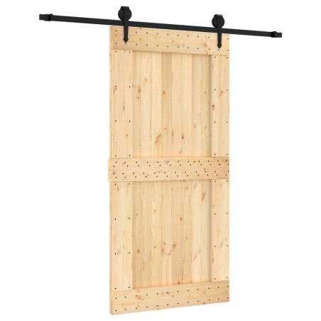vidaXL Puerta corredera con herrajes madera maciza de pino 100x210 cm