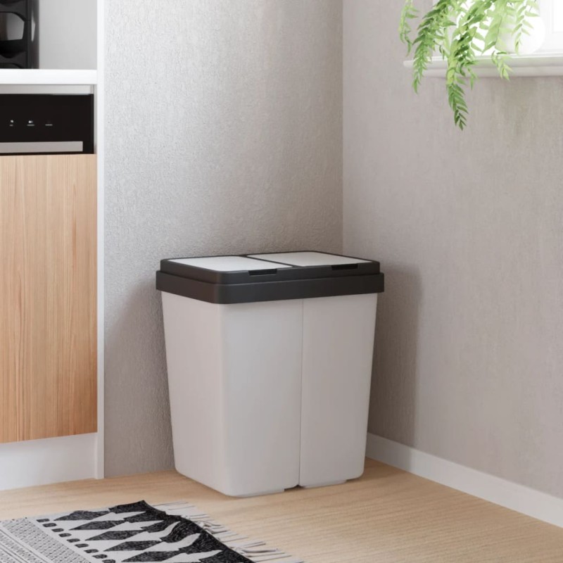vidaXL Cubo de basura doble blanco 2x25 L vidaXL Cubo de basura doble blanco 2x25 L