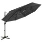 vidaXL Sombrilla de 4 niveles con poste de aluminio antracita 3x3 m