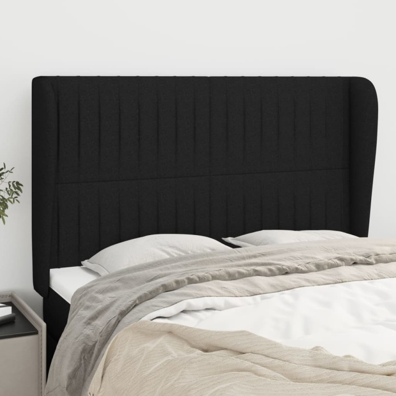 vidaXL Cabecero con orejas de tela negro 147x23x118/128 cm vidaXL Cabecero con orejas de tela negro 147x23x118/128 cm