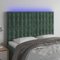 vidaXL Cabecero con luces LED terciopelo verde oscuro 144x5x118/128 cm vidaXL Cabecero con luces LED terciopelo verde oscuro 144x5x118/128 cm