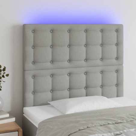 vidaXL Cabecero con luces LED tela gris claro 80x5x118/128 cm