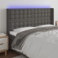 vidaXL Cabecero con LED cuero sintético gris 147x16x118/128cm vidaXL Cabecero con LED cuero sintético gris 147x16x118/128cm