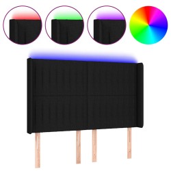 vidaXL Cabecero con LED de tela negro 147x16x118/128 cm