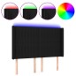 vidaXL Cabecero con LED de tela negro 147x16x118/128 cm