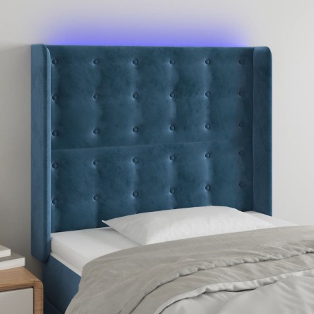 vidaXL Cabecero con LED de terciopelo azul oscuro 83x16x118/128 cm