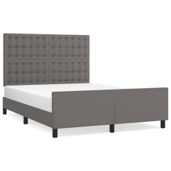 vidaXL Estructura de cama con cabecero cuero sintético gris 140x190 cm