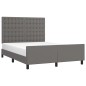 vidaXL Estructura de cama con cabecero cuero sintético gris 140x190 cm vidaXL Estructura de cama con cabecero cuero sintético gris 140x190 cm