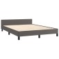 vidaXL Estructura de cama con cabecero cuero sintético gris 140x190 cm vidaXL Estructura de cama con cabecero cuero sintético gris 140x190 cm
