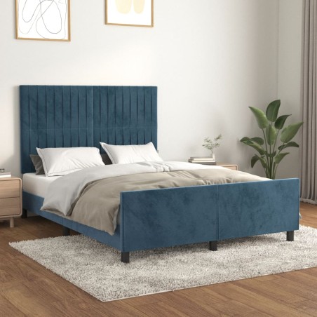 vidaXL Estructura cama con cabecero terciopelo azul oscuro 140x200 cm
