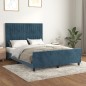 vidaXL Estructura cama con cabecero terciopelo azul oscuro 140x200 cm vidaXL Estructura cama con cabecero terciopelo azul oscuro 140x200 cm