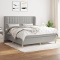 vidaXL Cama box spring con colchón tela gris claro 160x200 cm vidaXL Cama box spring con colchón tela gris claro 160x200 cm