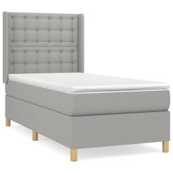 vidaXL Cama box spring con colchón tela gris claro 80x200 cm