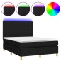 vidaXL Cama box spring colchón y luces LED tela negro 140x200 cm vidaXL Cama box spring colchón y luces LED tela negro 140x200 cm