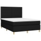 vidaXL Cama box spring colchón y luces LED tela negro 140x200 cm vidaXL Cama box spring colchón y luces LED tela negro 140x200 cm
