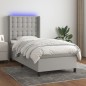 vidaXL Cama box spring colchón y luces LED tela gris claro 80x200 cm vidaXL Cama box spring colchón y luces LED tela gris claro 80x200 cm