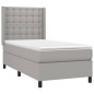 vidaXL Cama box spring colchón y luces LED tela gris claro 80x200 cm vidaXL Cama box spring colchón y luces LED tela gris claro 80x200 cm