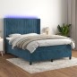 vidaXL Cama box spring colchón y LED terciopelo azul oscuro 140x200 cm vidaXL Cama box spring colchón y LED terciopelo azul oscuro 140x200 cm