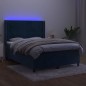 vidaXL Cama box spring colchón y LED terciopelo azul oscuro 140x200 cm vidaXL Cama box spring colchón y LED terciopelo azul oscuro 140x200 cm