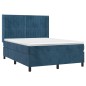 vidaXL Cama box spring colchón y LED terciopelo azul oscuro 140x200 cm vidaXL Cama box spring colchón y LED terciopelo azul oscuro 140x200 cm