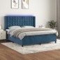 vidaXL Cama box spring colchón y LED terciopelo azul oscuro 160x200 cm vidaXL Cama box spring colchón y LED terciopelo azul oscuro 160x200 cm