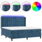 vidaXL Cama box spring colchón y LED terciopelo azul oscuro 160x200 cm vidaXL Cama box spring colchón y LED terciopelo azul oscuro 160x200 cm