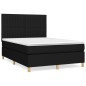 vidaXL Cama box spring con colchón tela negro 140x190 cm