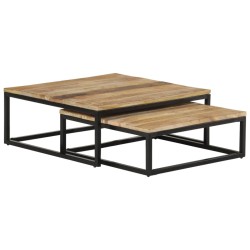 vidaXL Mesas de centro apilables 2 unidades madera maciza de mango
