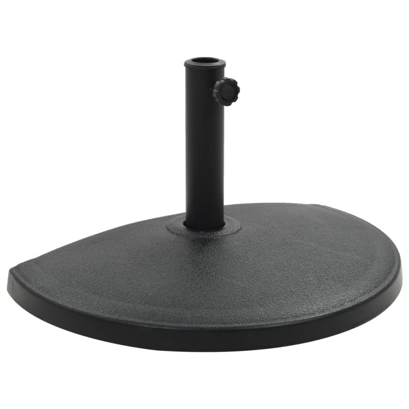 vidaXL Base de sombrilla de semicírculo de poliresina negra 15 kg