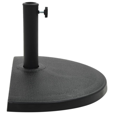 vidaXL Base de sombrilla de semicírculo de poliresina negra 15 kg