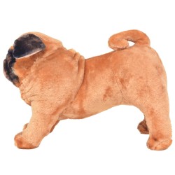 vidaXL Perro pug de peluche de pie marrón claro XXL