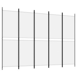 vidaXL Biombo divisor de 5 paneles de tela blanco 250x180 cm