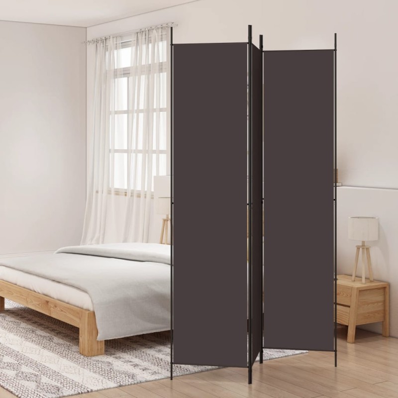 vidaXL Biombo divisor de 3 paneles de tela marrón 150x220 cm vidaXL Biombo divisor de 3 paneles de tela marrón 150x220 cm