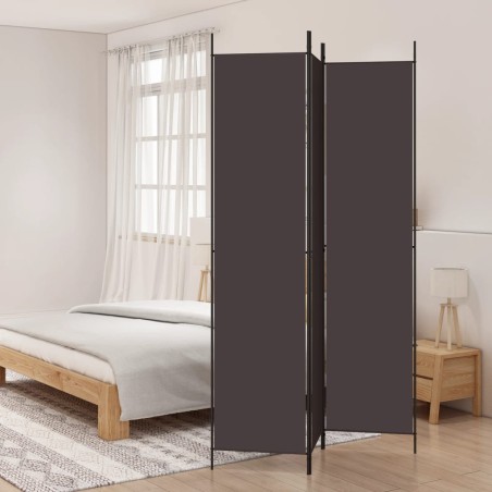 vidaXL Biombo divisor de 3 paneles de tela marrón 150x220 cm