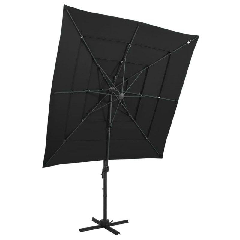vidaXL Sombrilla de 4 niveles con poste aluminio negro 250x250 cm vidaXL Sombrilla de 4 niveles con poste aluminio negro 250x250 cm