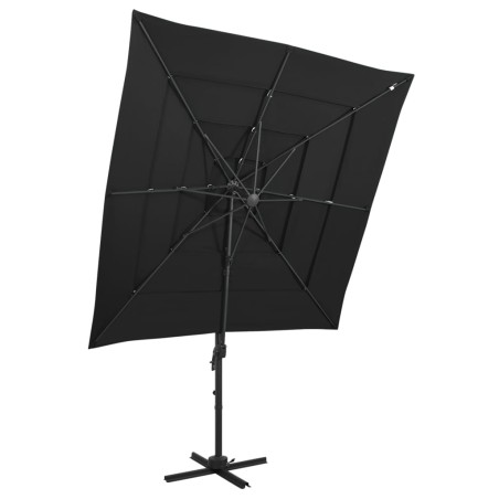 vidaXL Sombrilla de 4 niveles con poste aluminio negro 250x250 cm