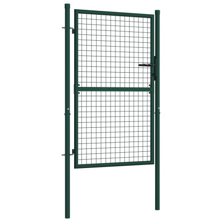 vidaXL Puerta de valla de acero verde 100x125 cm