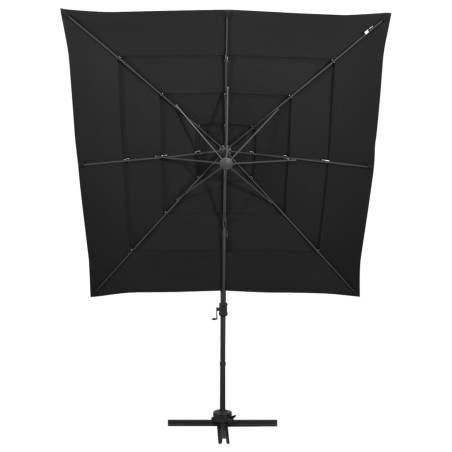 vidaXL Sombrilla de 4 niveles con poste aluminio negro 250x250 cm