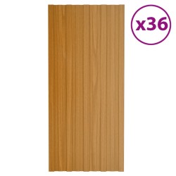 vidaXL Panel de tejado acero galvanizado color madera 36 uds 100x45 cm