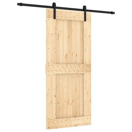 vidaXL Puerta corredera con herrajes madera maciza de pino 90x210 cm
