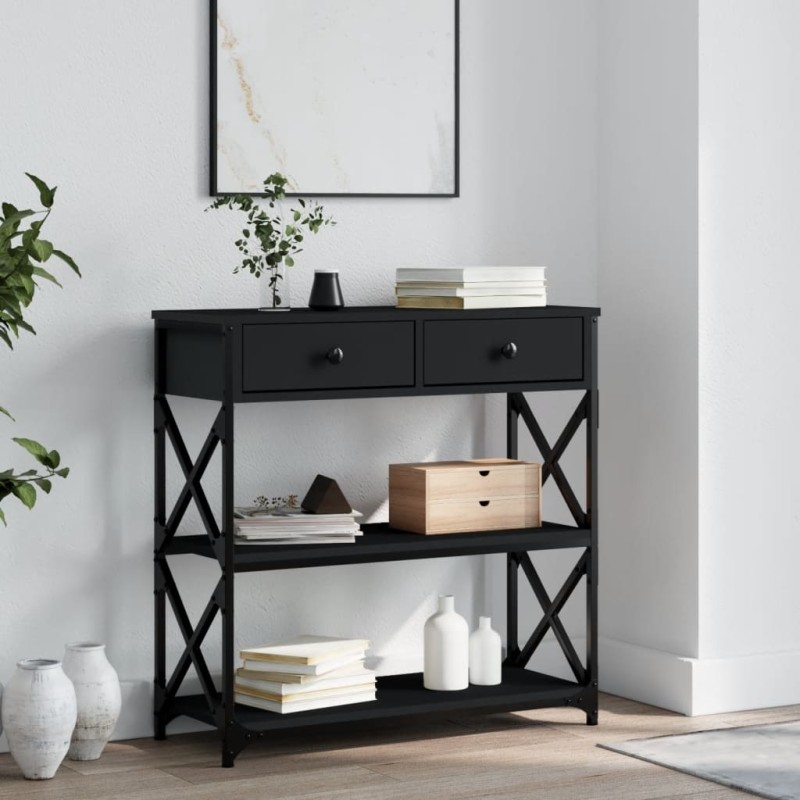 vidaXL Mesa consola madera de ingeniería negra 75x28x75 cm vidaXL Mesa consola madera de ingeniería negra 75x28x75 cm