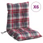 vidaXL Cojines para silla respaldo bajo 6 uds tela Oxford cuadros rojo vidaXL Cojines para silla respaldo bajo 6 uds tela Oxford cuadros rojo