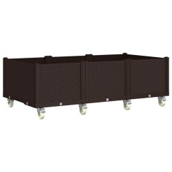 vidaXL Jardinera con ruedas PP marrón 150x80x54 cm
